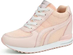 AONEGOLD Women's Fashion Sneakers for Mom Day Gifts Women's Platform Sneakers Wedges High Top Lace Up Shoes Increase Fashion Sneakers for Womens Girls