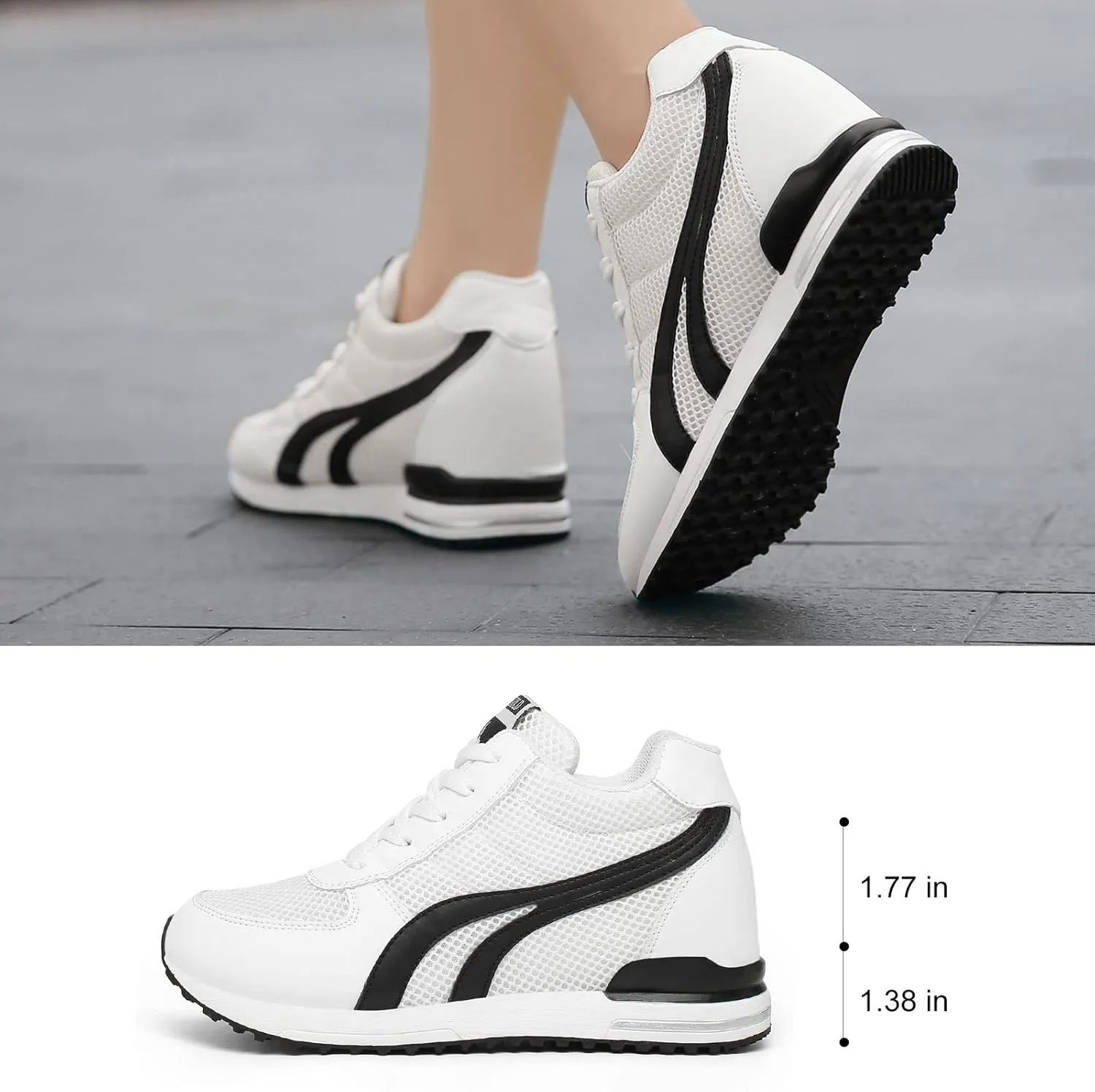 AONEGOLD Women's Fashion Sneakers for Mom Day Gifts Women's Platform Sneakers Wedges High Top Lace Up Shoes Increase Fashion Sneakers for Womens Girls