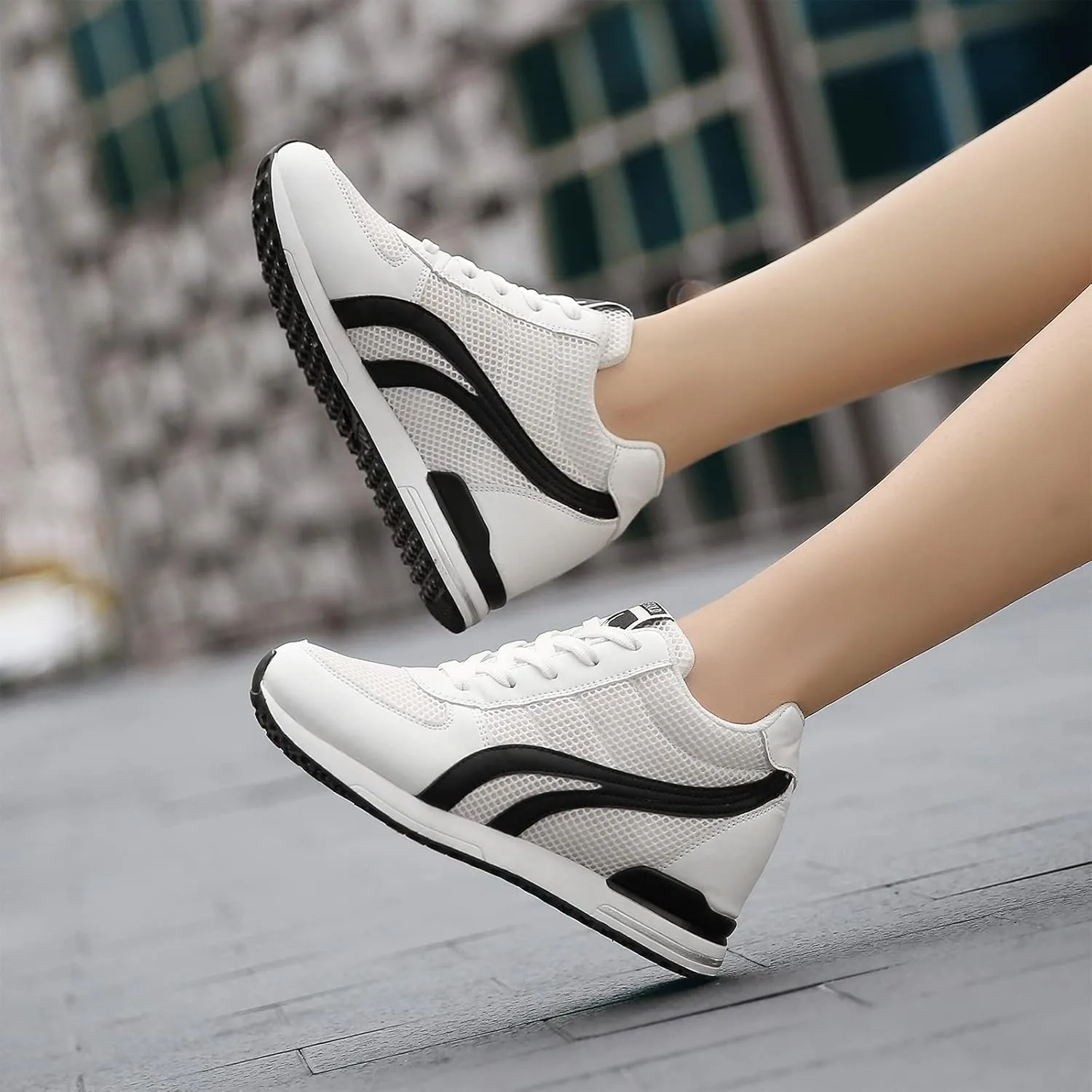 AONEGOLD Women's Fashion Sneakers for Mom Day Gifts Women's Platform Sneakers Wedges High Top Lace Up Shoes Increase Fashion Sneakers for Womens Girls