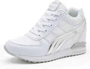AONEGOLD Women's Fashion Sneakers for Mom Day Gifts Women's Platform Sneakers Wedges High Top Lace Up Shoes Increase Fashion Sneakers for Womens Girls