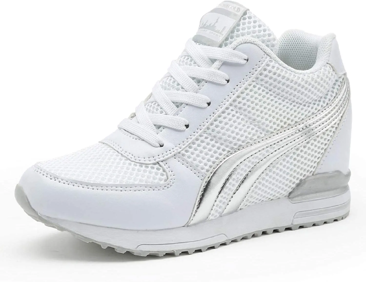 AONEGOLD Women's Fashion Sneakers for Mom Day Gifts Women's Platform Sneakers Wedges High Top Lace Up Shoes Increase Fashion Sneakers for Womens Girls