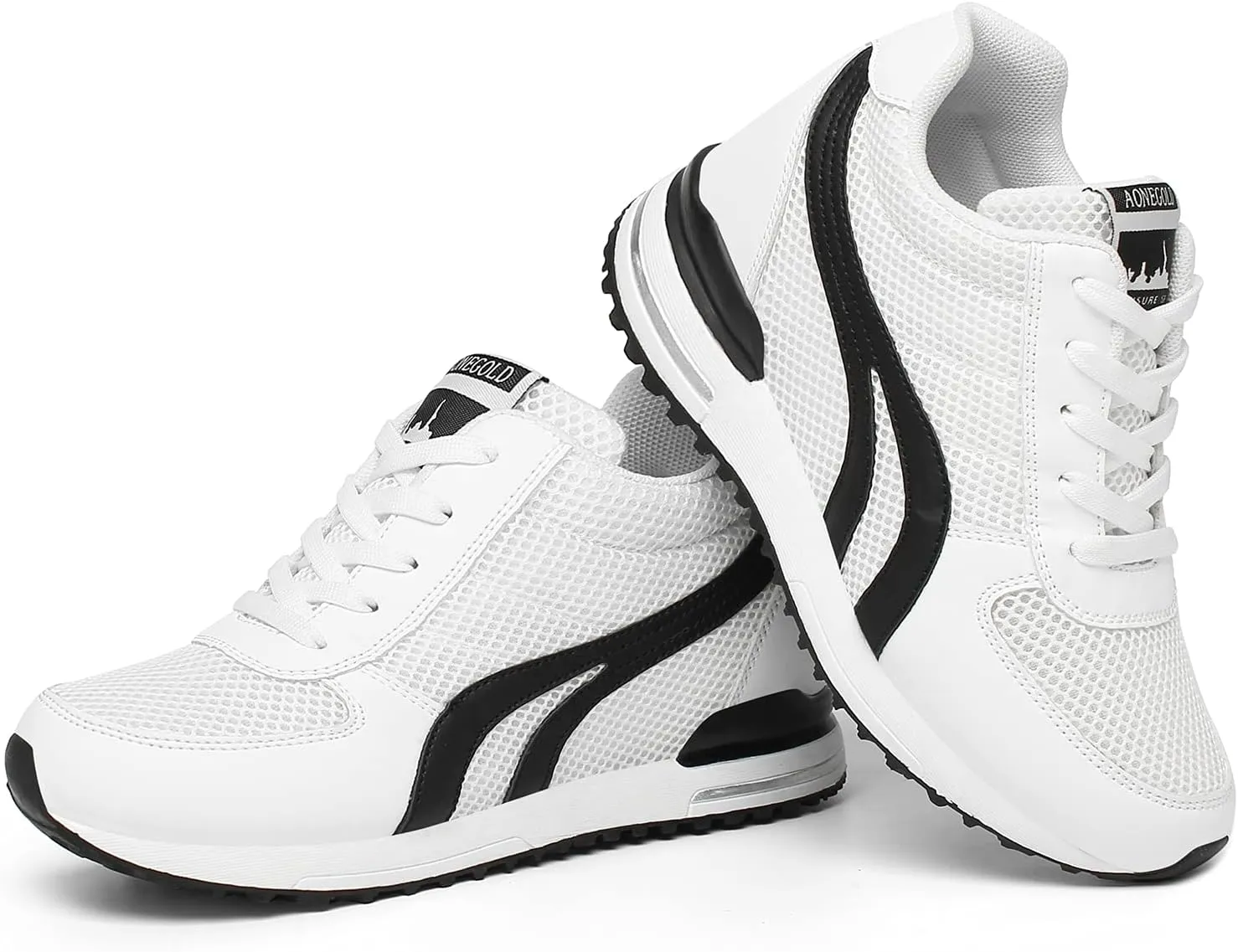 AONEGOLD Women's Fashion Sneakers for Mom Day Gifts Women's Platform Sneakers Wedges High Top Lace Up Shoes Increase Fashion Sneakers for Womens Girls