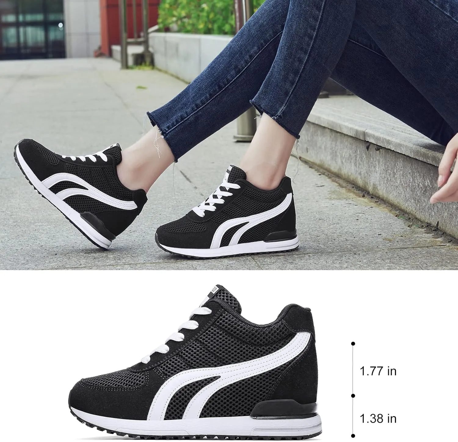 AONEGOLD Women's Fashion Sneakers for Mom Day Gifts Women's Platform Sneakers Wedges High Top Lace Up Shoes Increase Fashion Sneakers for Womens Girls