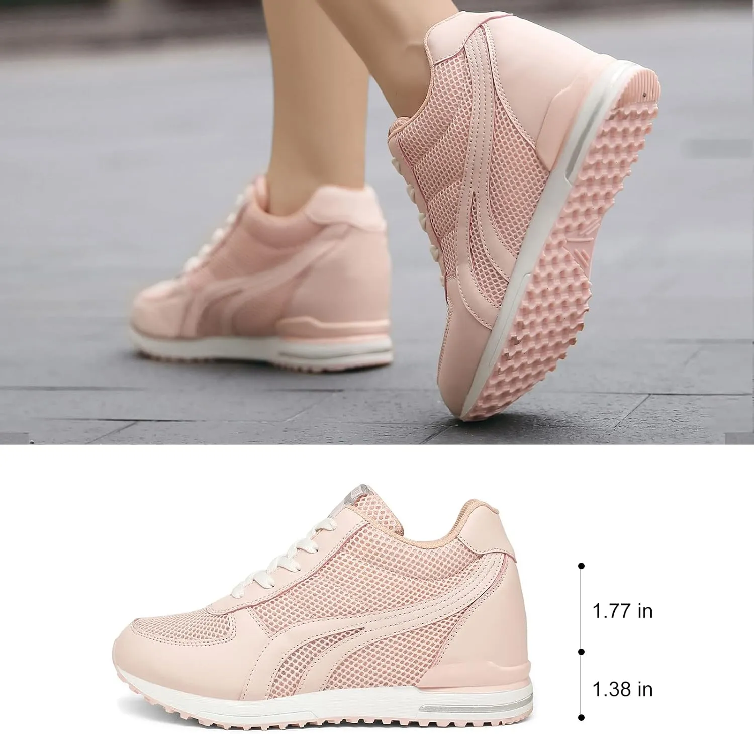 AONEGOLD Women's Fashion Sneakers for Mom Day Gifts Women's Platform Sneakers Wedges High Top Lace Up Shoes Increase Fashion Sneakers for Womens Girls