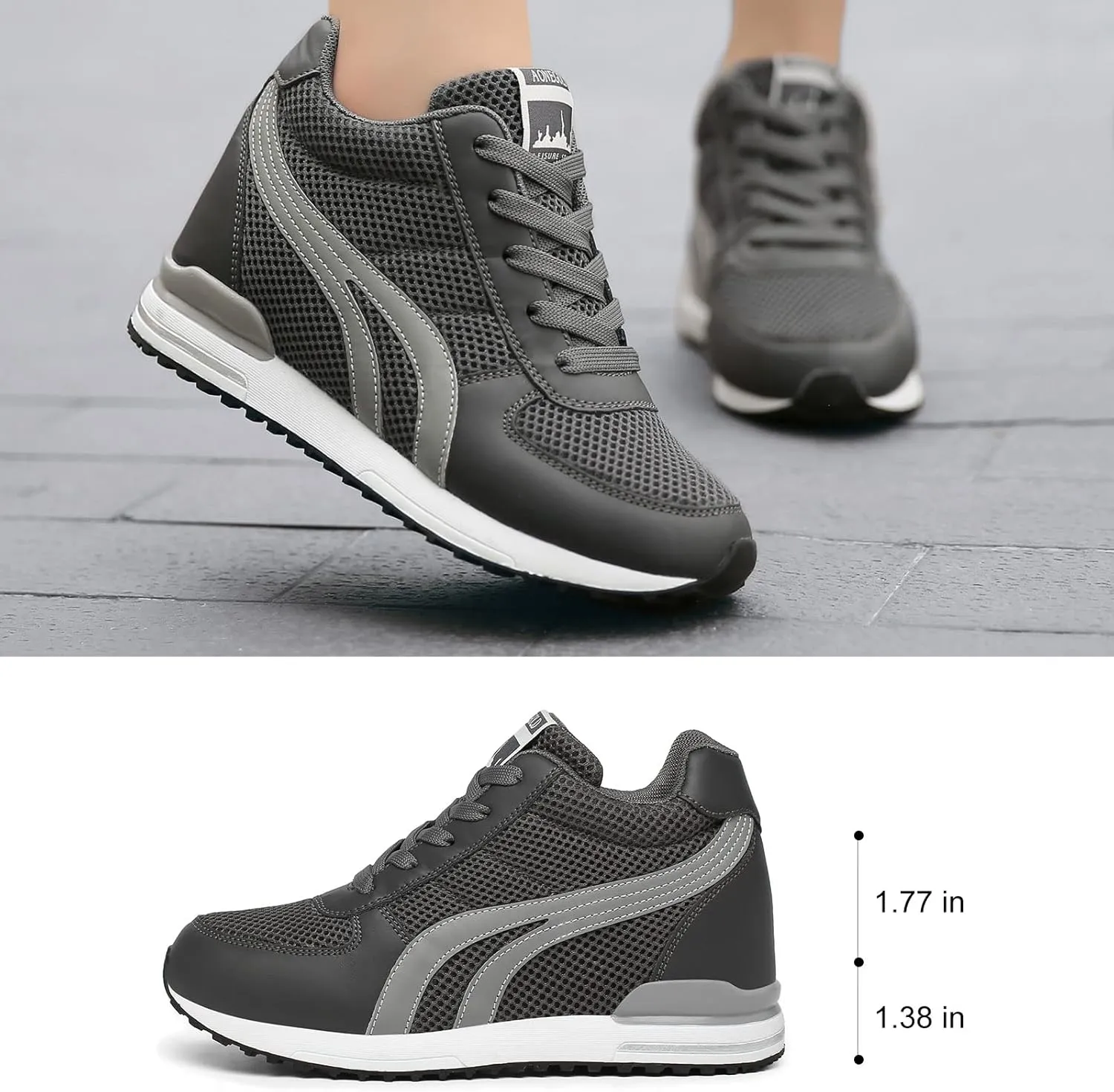 AONEGOLD Women's Fashion Sneakers for Mom Day Gifts Women's Platform Sneakers Wedges High Top Lace Up Shoes Increase Fashion Sneakers for Womens Girls