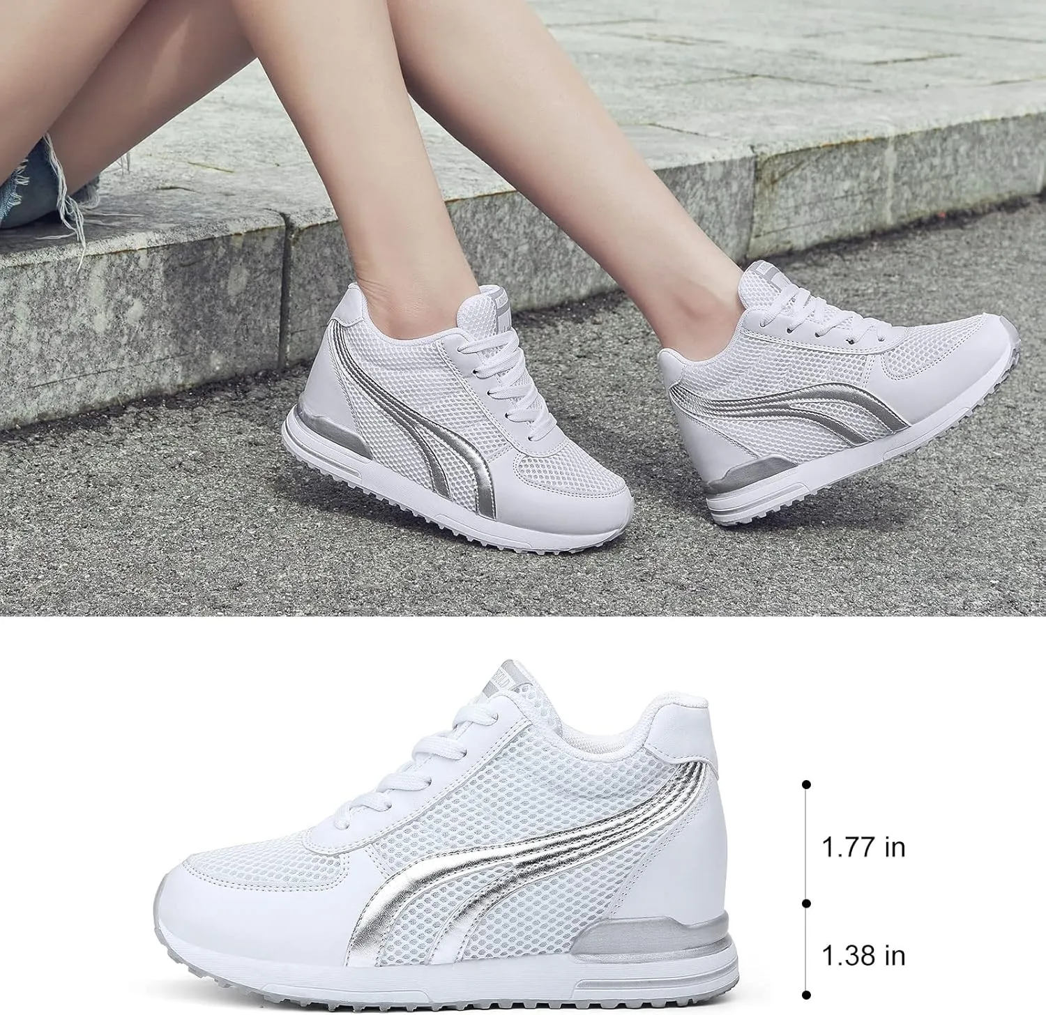 AONEGOLD Women's Fashion Sneakers for Mom Day Gifts Women's Platform Sneakers Wedges High Top Lace Up Shoes Increase Fashion Sneakers for Womens Girls