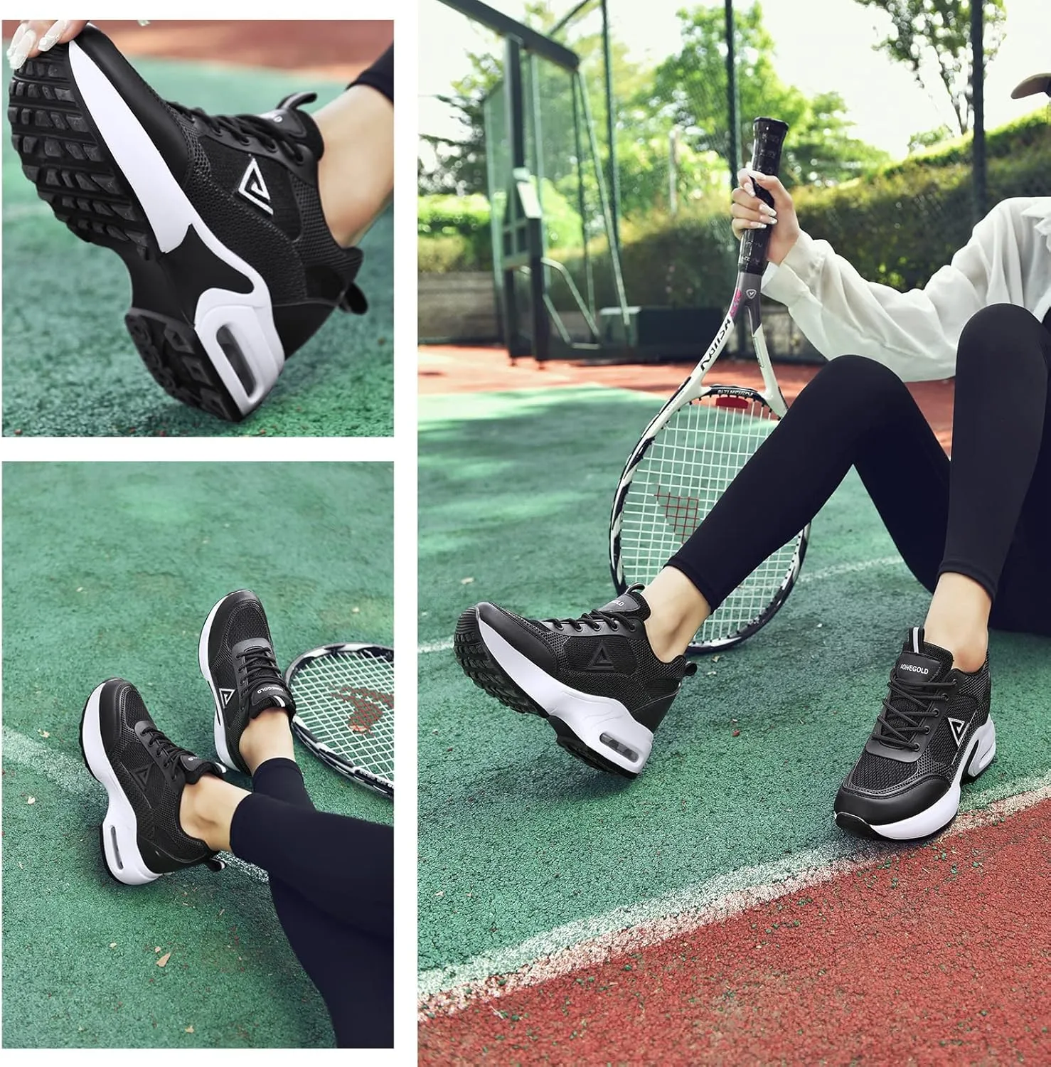 AONEGOLD Womens Knit Platform Hidden Wedges Sneaker High Top Athletic Walking Shoes High Heel Mesh Fashion