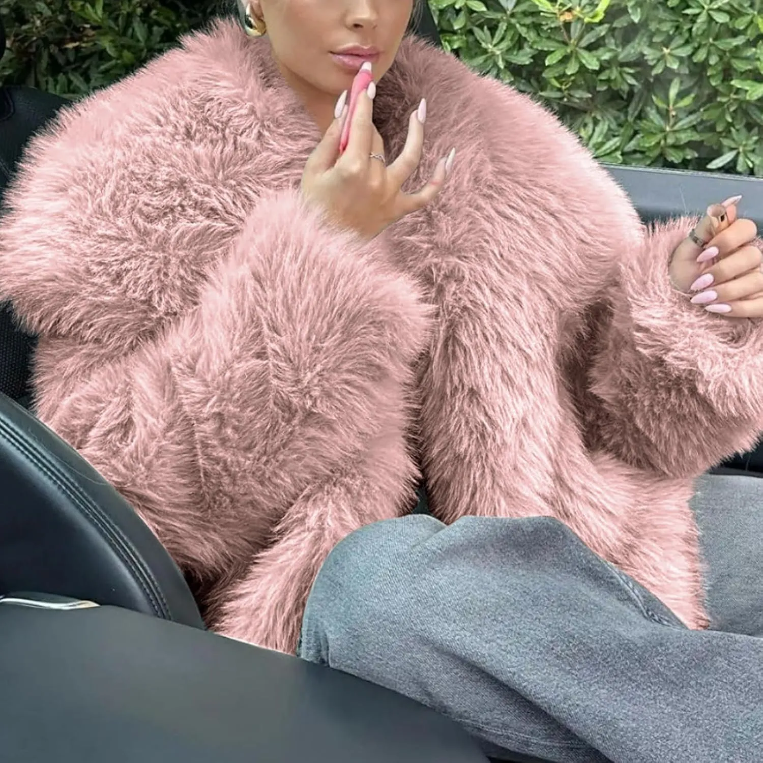 Arssm Womens Fluffy Coat Faux Fur Cardigan Jacket Long Sleeve Lapel Faux Fur Coat Outwear Warm Winter
