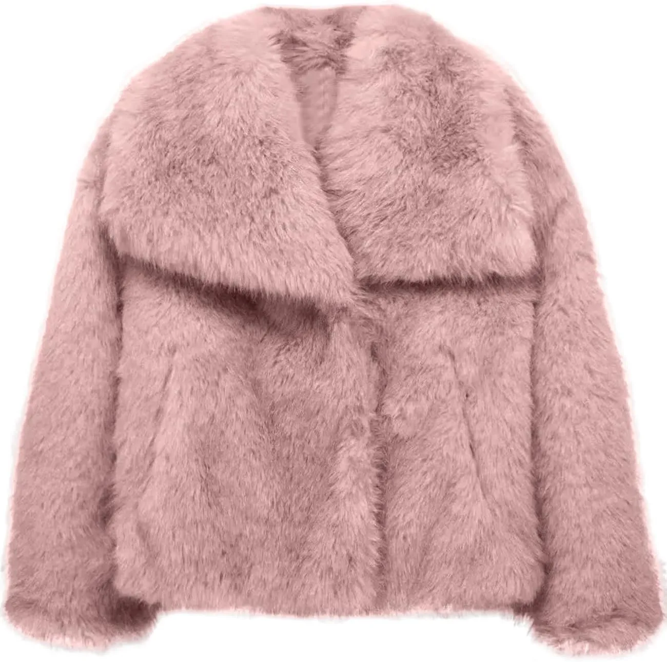 Arssm Womens Fluffy Coat Faux Fur Cardigan Jacket Long Sleeve Lapel Faux Fur Coat Outwear Warm Winter