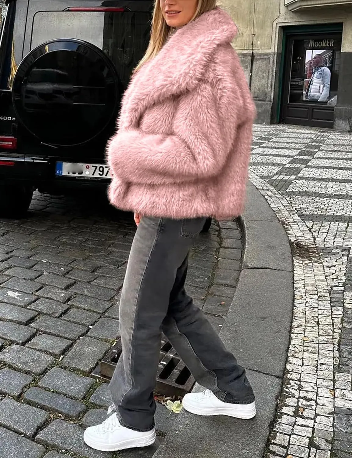 Arssm Womens Fluffy Coat Faux Fur Cardigan Jacket Long Sleeve Lapel Faux Fur Coat Outwear Warm Winter