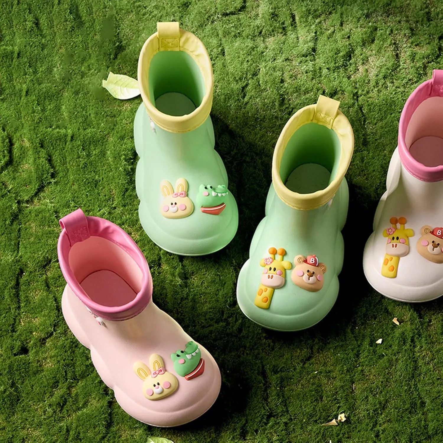 𝗖artoon Bear Rain Boots For Toddler Baby Boys Girls Outdoor 𝐖aterproof Shoes Soft Sole Non Slip Fashion Comfy Booties