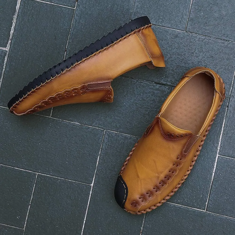 Asifn Men's Casual Driving Leather Loafers Summer Business Brogue Breathable Comfort Sport Walking Handmade Moccasin