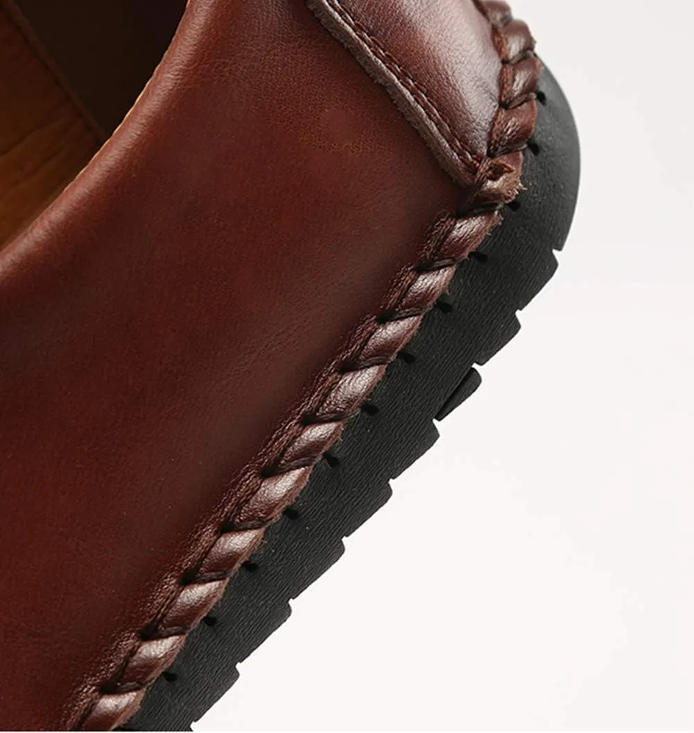 Asifn Men's Casual Driving Leather Loafers Summer Business Brogue Breathable Comfort Sport Walking Handmade Moccasin