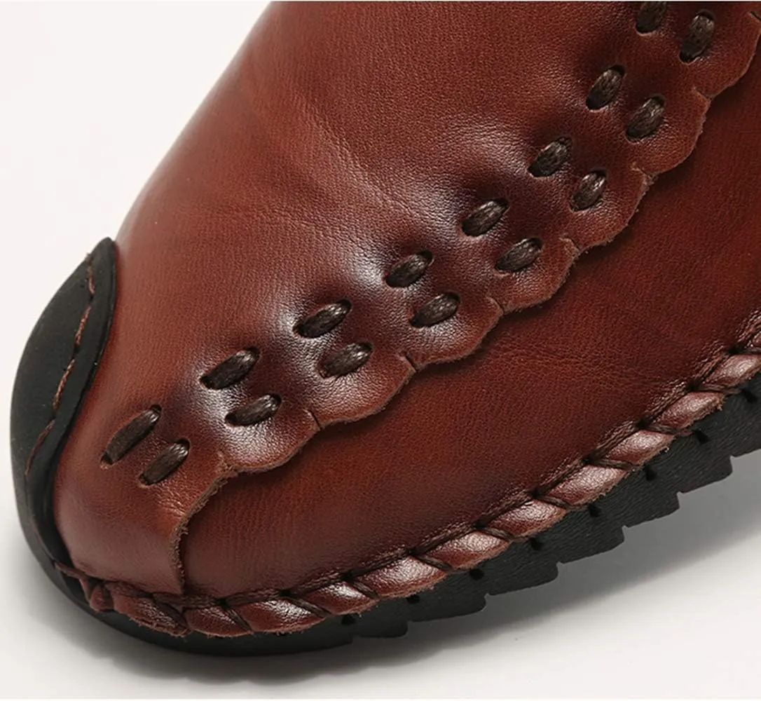 Asifn Men's Casual Driving Leather Loafers Summer Business Brogue Breathable Comfort Sport Walking Handmade Moccasin