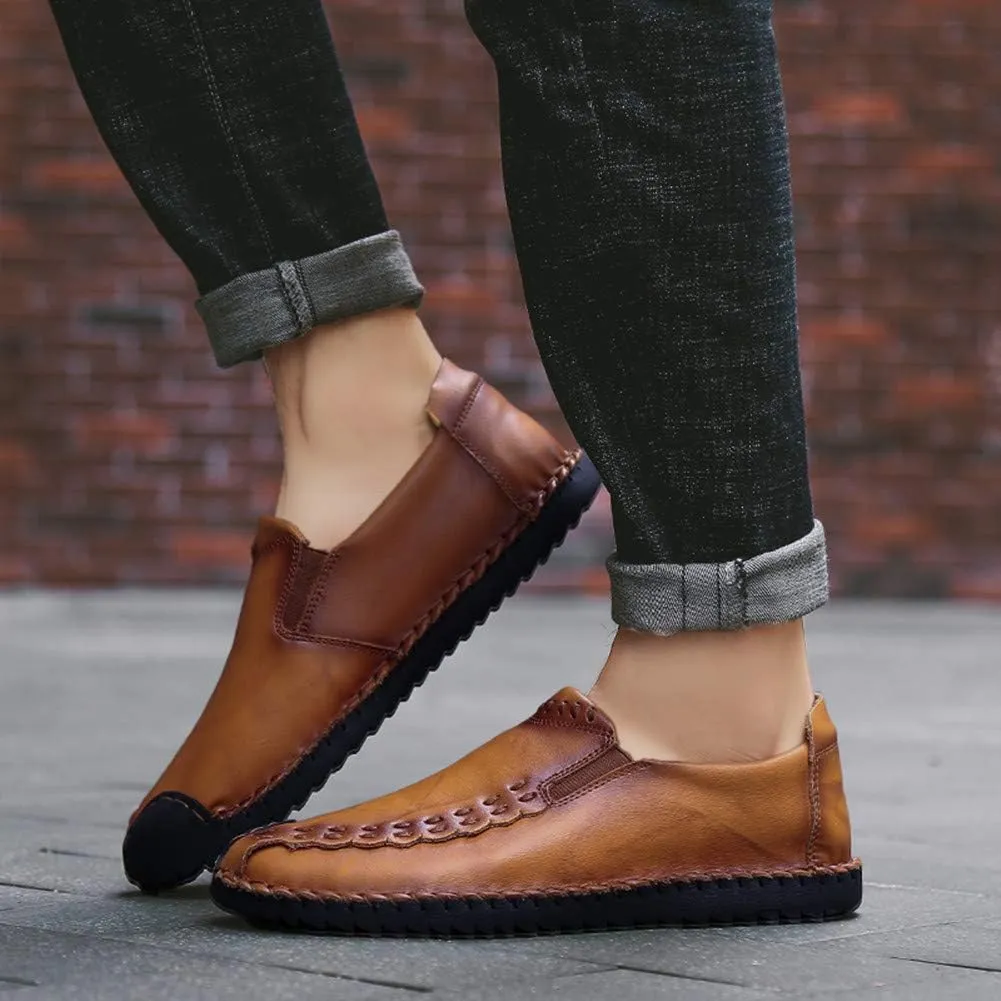 Asifn Men's Casual Driving Leather Loafers Summer Business Brogue Breathable Comfort Sport Walking Handmade Moccasin