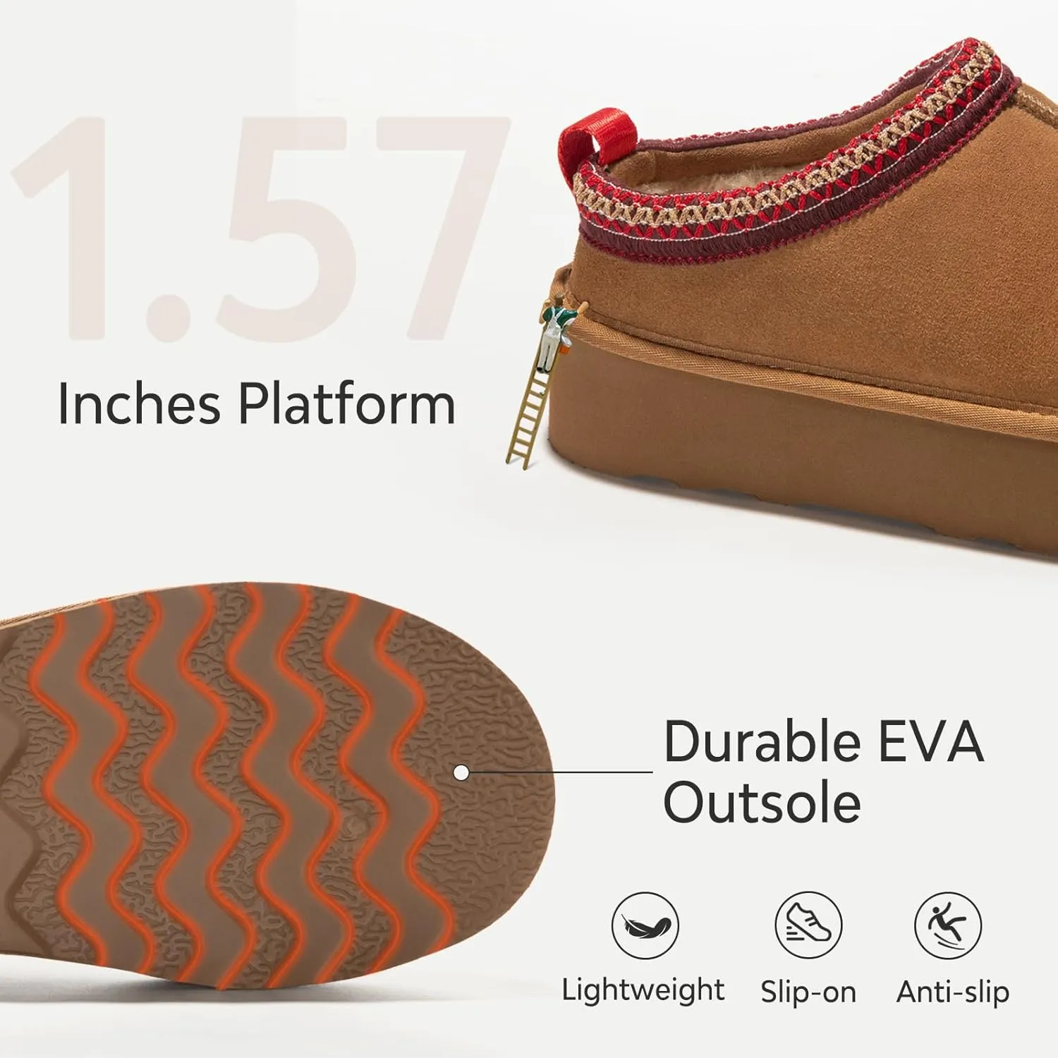 ATHMIE Womens Platform Slippers Ankle Mini Boots with Fluffy Fleece Lined Indoor Outdoor Anti-Slip Memory Foam Winter House Shoes for Cozy Comfort