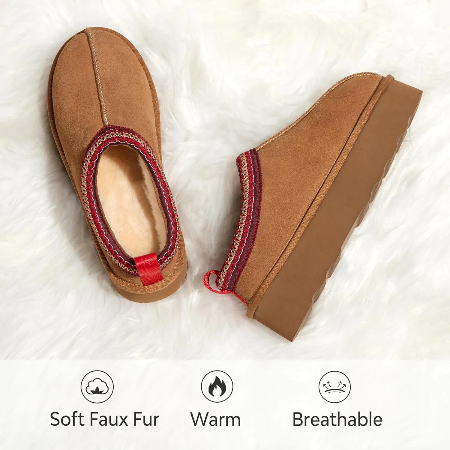 ATHMIE Womens Platform Slippers Ankle Mini Boots with Fluffy Fleece Lined Indoor Outdoor Anti-Slip Memory Foam Winter House Shoes for Cozy Comfort