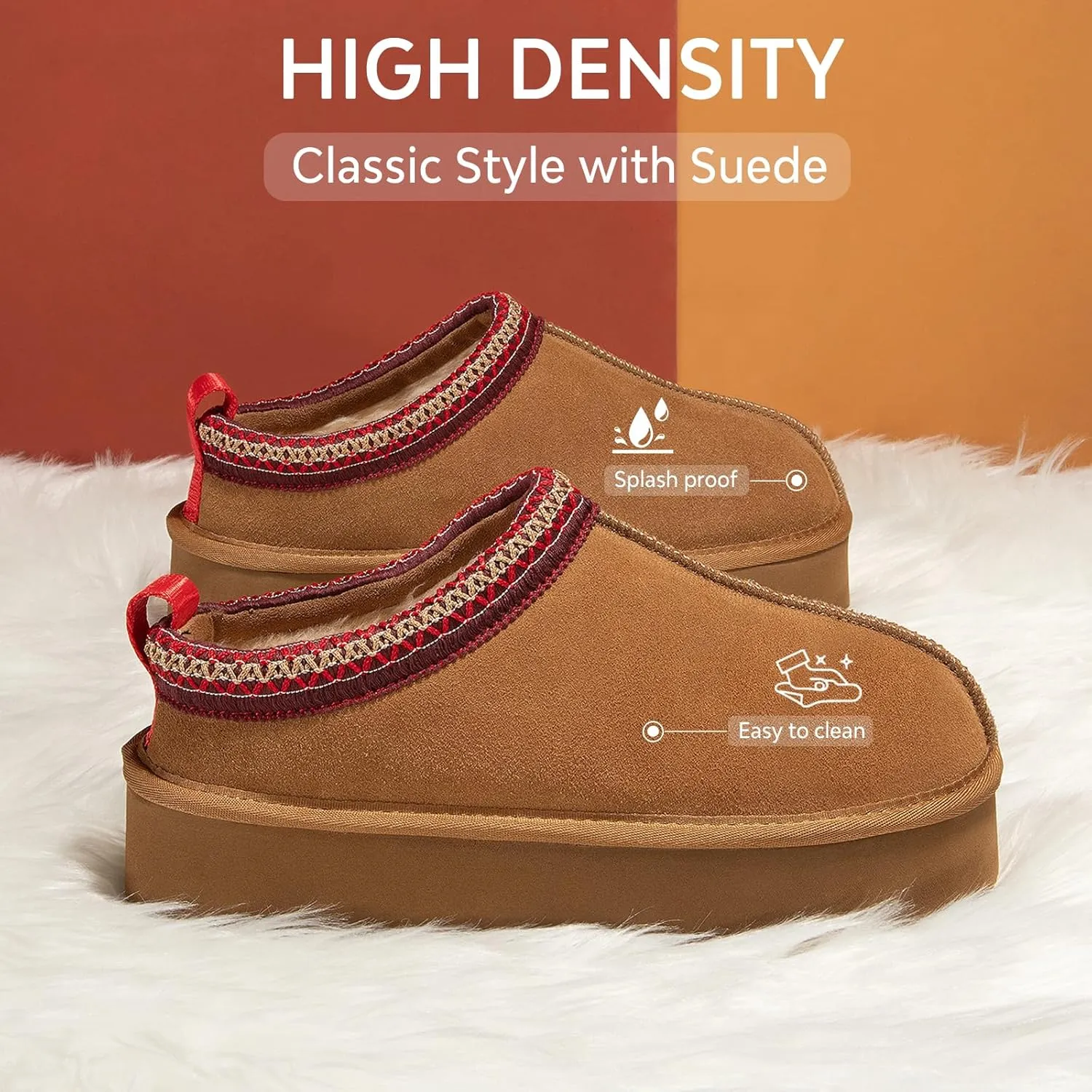 ATHMIE Womens Platform Slippers Ankle Mini Boots with Fluffy Fleece Lined Indoor Outdoor Anti-Slip Memory Foam Winter House Shoes for Cozy Comfort