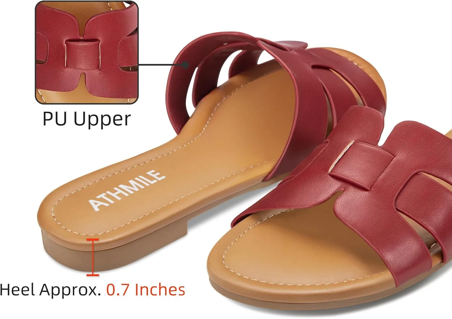 ATHMILE Sandals for Women 2025 Vacation Womens Sandals Dressy Summer Flats Sandals Women Slides for Party Wedding Beach