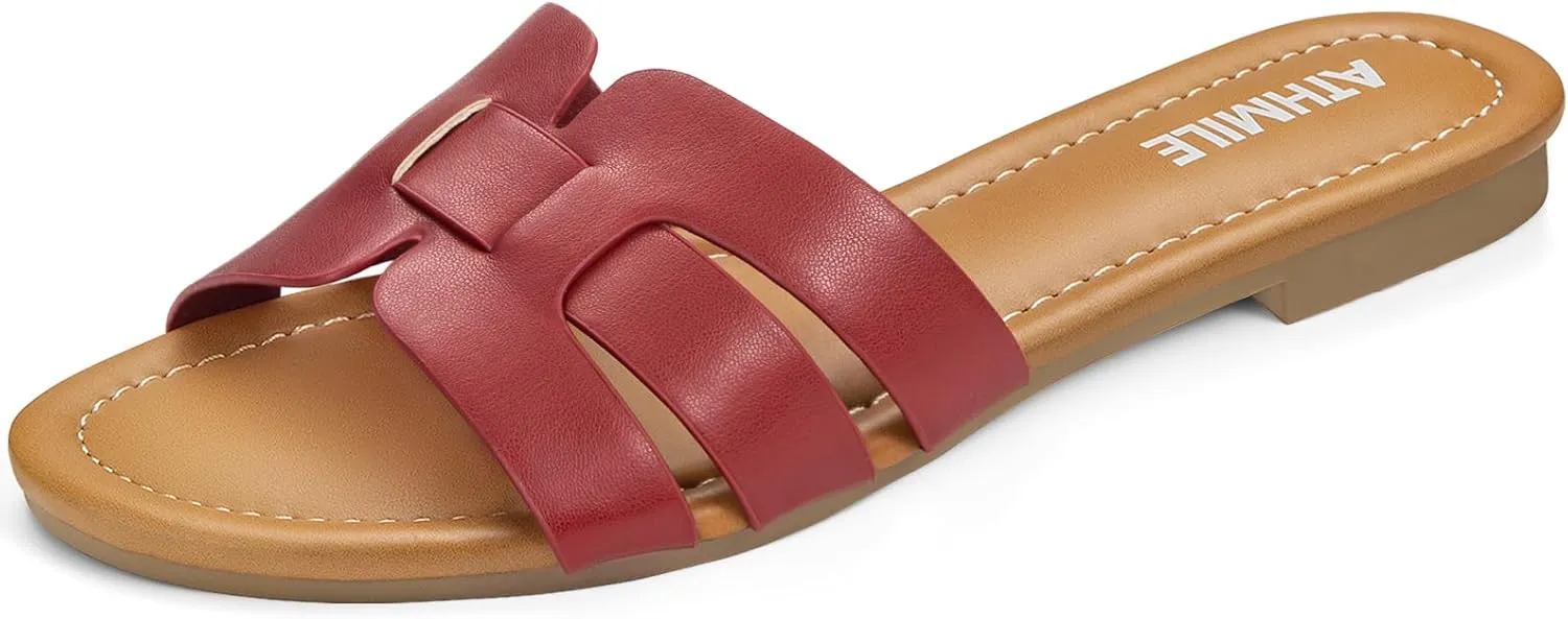 ATHMILE Sandals for Women 2025 Vacation Womens Sandals Dressy Summer Flats Sandals Women Slides for Party Wedding Beach