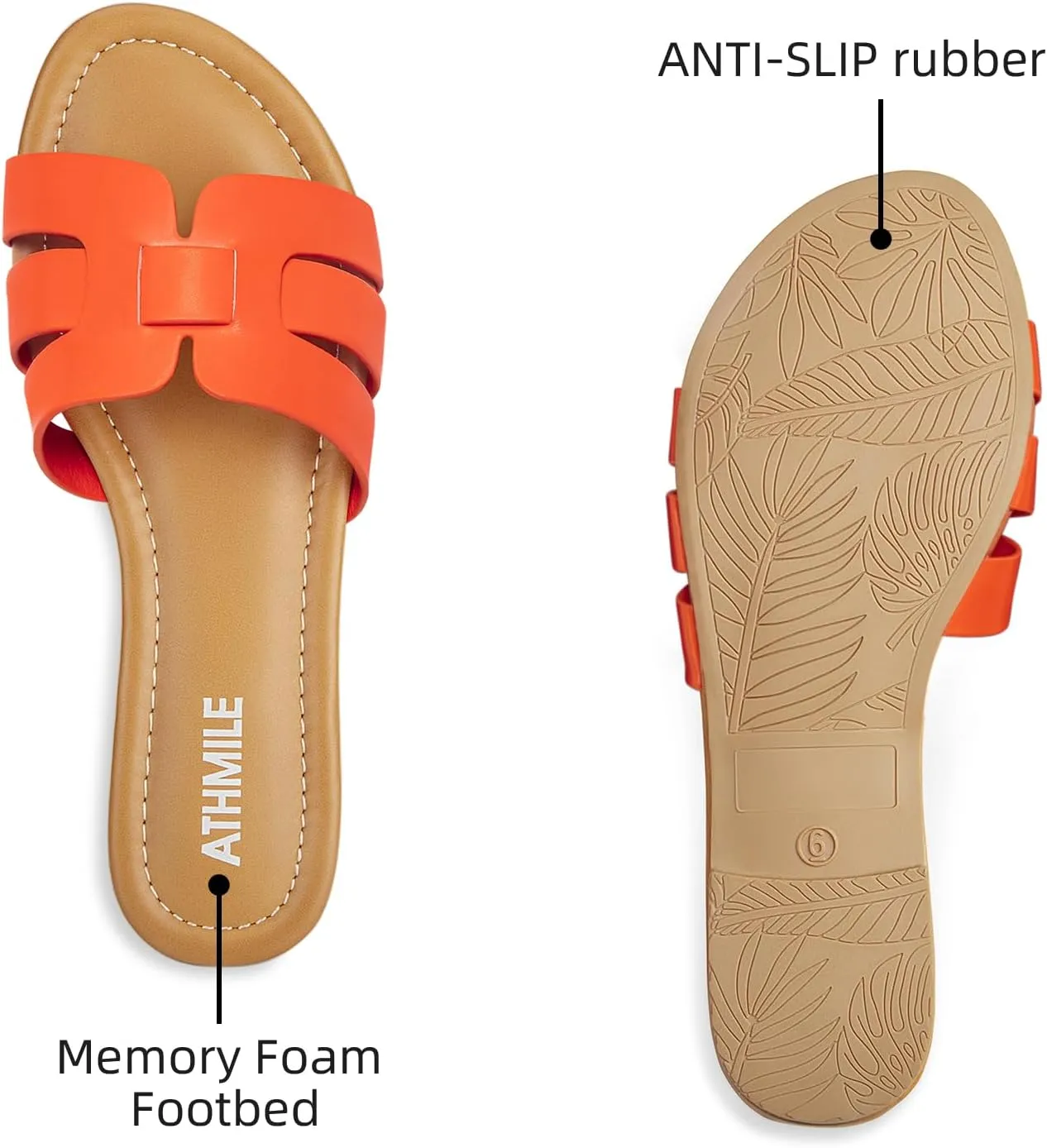 ATHMILE Sandals for Women 2025 Vacation Womens Sandals Dressy Summer Flats Sandals Women Slides for Party Wedding Beach