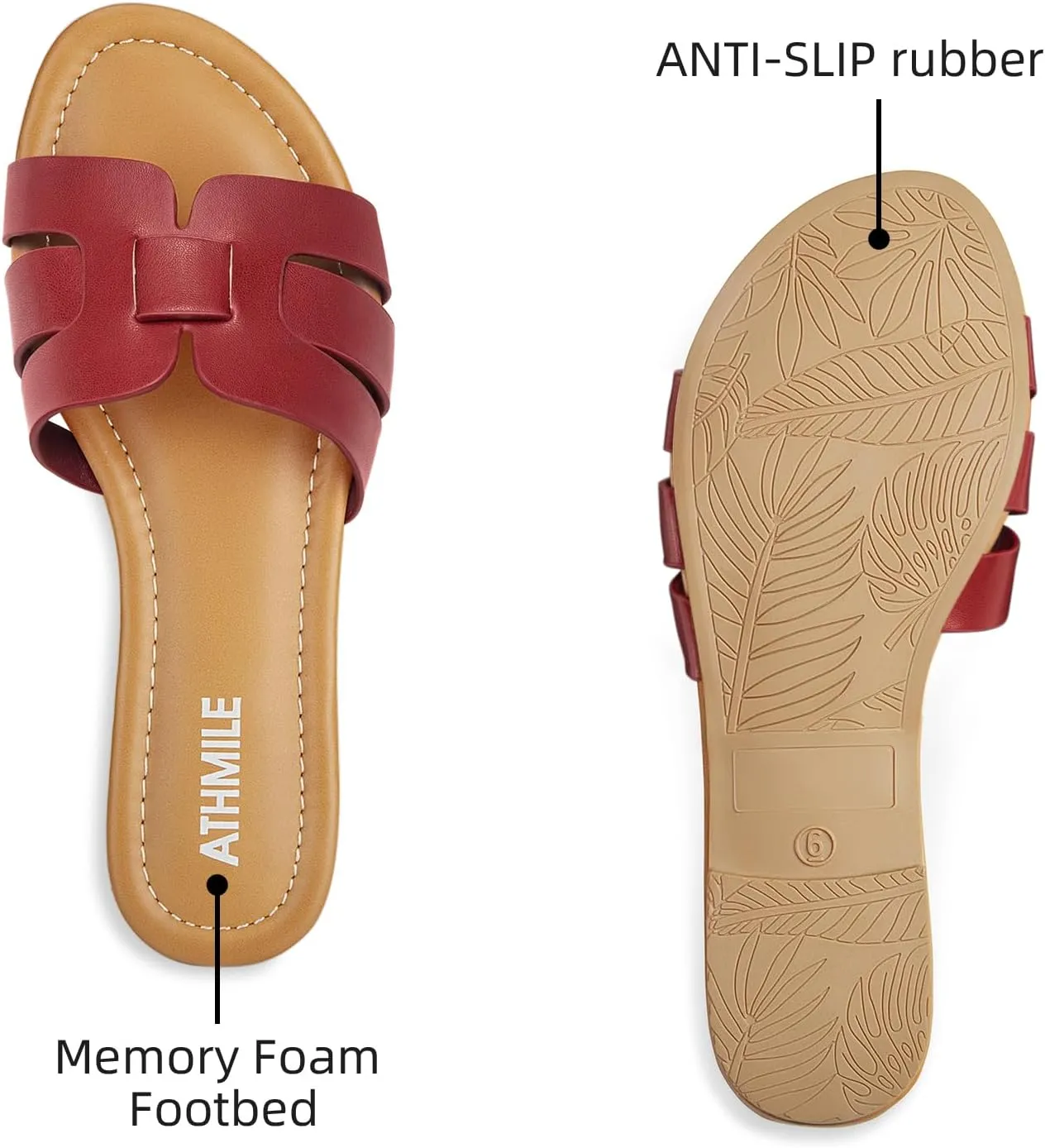 ATHMILE Sandals for Women 2025 Vacation Womens Sandals Dressy Summer Flats Sandals Women Slides for Party Wedding Beach