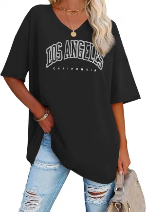 ATHMILE Womens Summer Oversized Shirts V Neck Business Casual Workout Tops Beach Vacation 2025 Gym Clothes