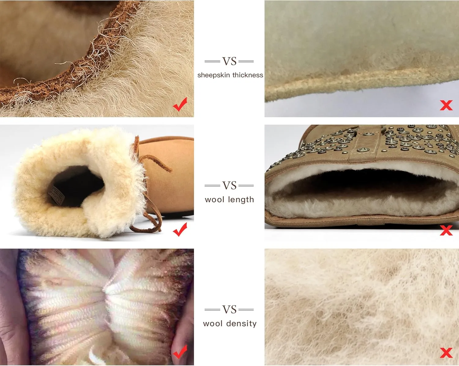 AU&MU Aumu Womens Comfort Suede Fur Shearling Stylish Knee High Winter Snow Boots Women Sheepskin