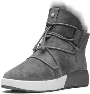 AU&MU Sheepskin Cross Elastic Bnad Metal Short Ankle Fur Wool Lining Winter Snow Boots…