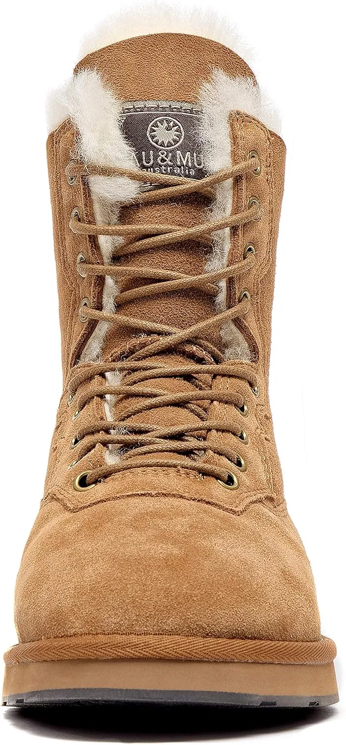 AUMU Women's Classic Casual Style Sheepskin Suede Winter Snow Boots