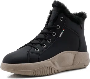 AUNTHUI Women'S Soft Leather Comfortable Casual Sneakers,Round-Toe Lace-Up Platform Sneakers,Outdoor Anti-Slip Shock Absorbing Heighten Fashion Running Sneakers