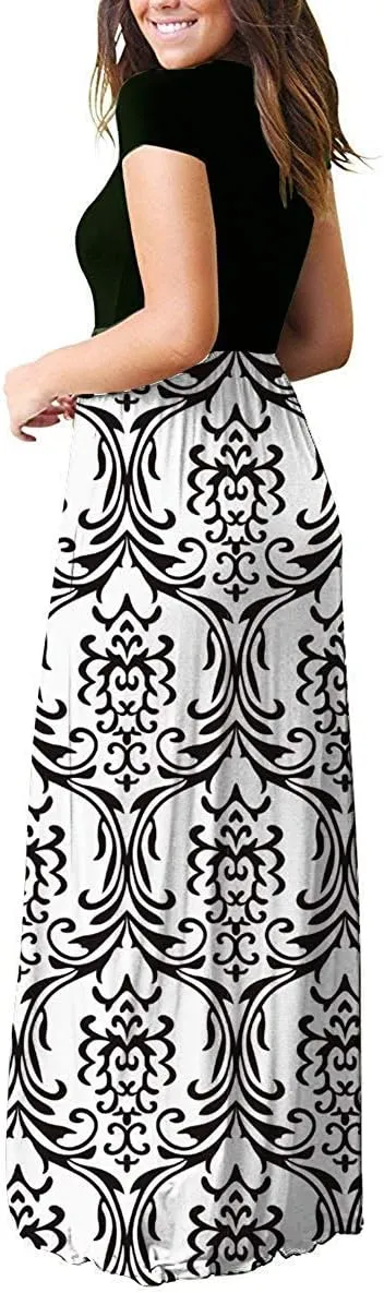 AUSELILY Women's Short Sleeve Loose Plain Casual Long Maxi Dresses for Women 2025