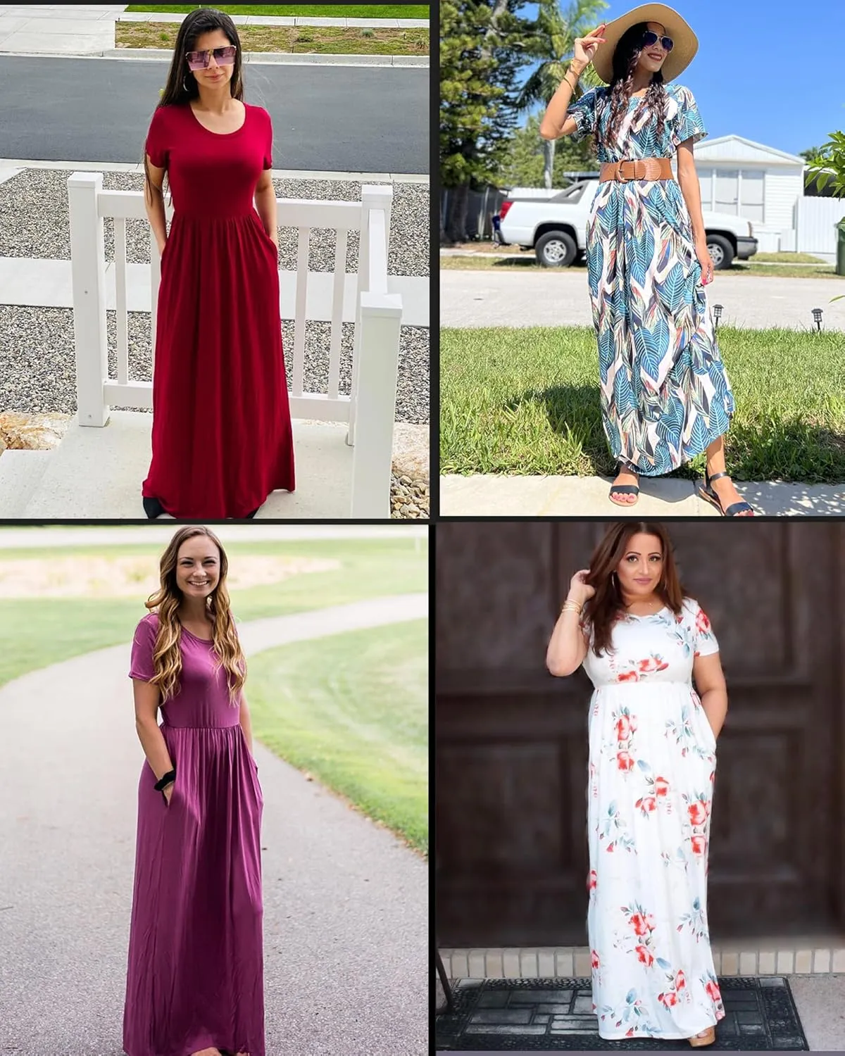 AUSELILY Women's Short Sleeve Loose Plain Casual Long Maxi Dresses for Women 2025