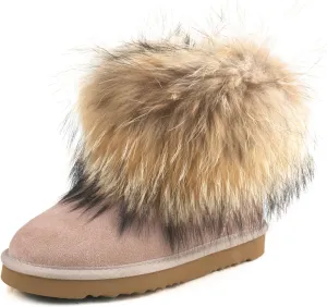 AUSLAND Women's Snow Boots Fur Boots Ankle Short 99251