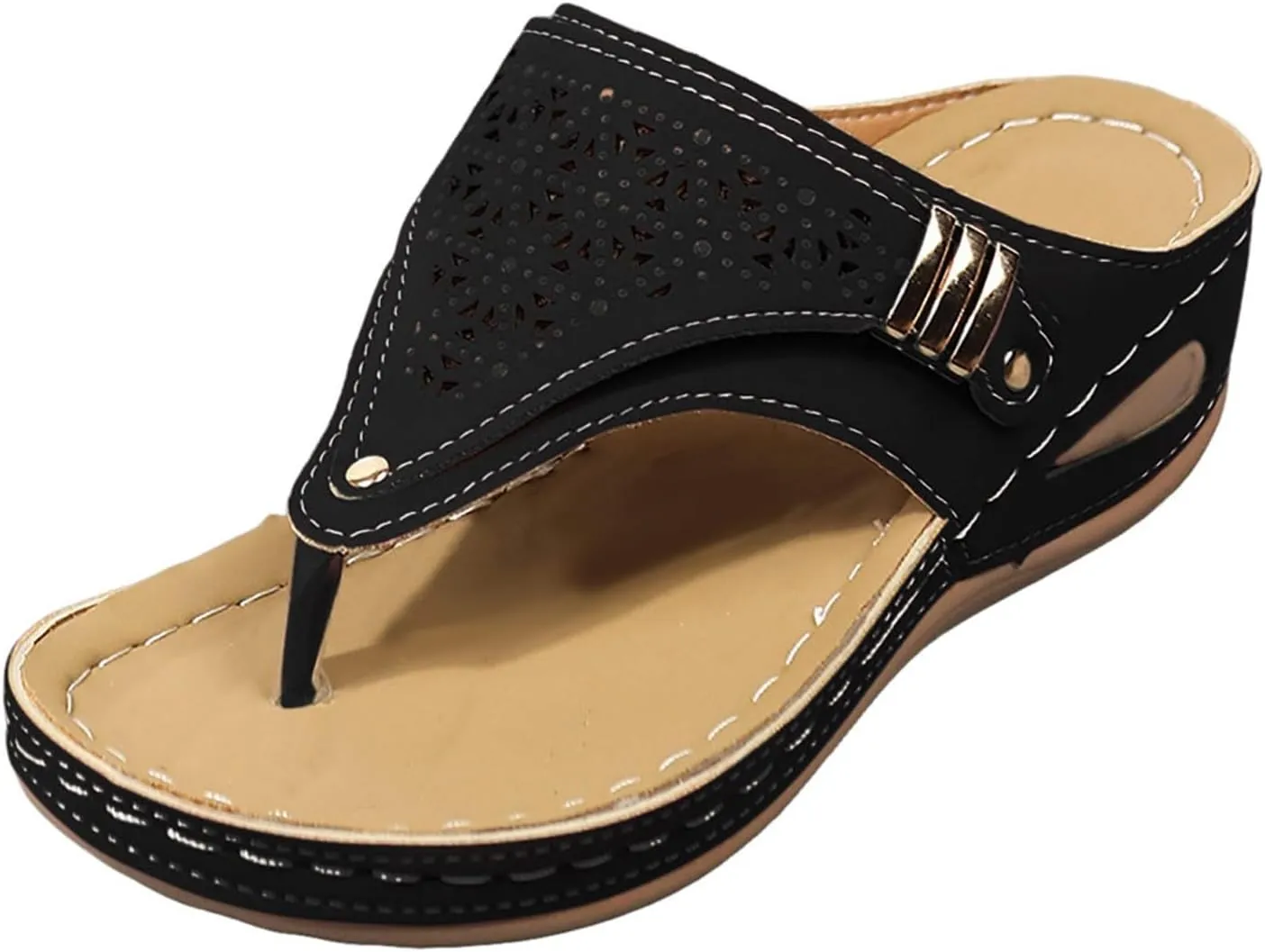 Avylays Orthopedic Sandals for Women Breathable Mesh Hollow Sports Sandals Wedge Heel Flip Flops Summer Casual Slides
