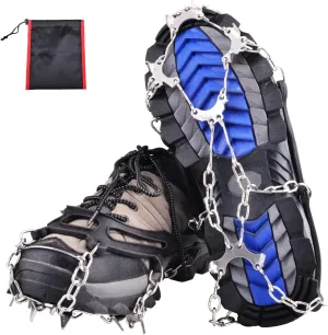 Azarxis Walk Traction Ice Snow Cleat Treads Grips Grippers Crampons Creepers with 19 Spikes for Shoes Boots Men Women Walking Climbing Hiking Fishing Heavy Duty Anti Slip Stainless Steel