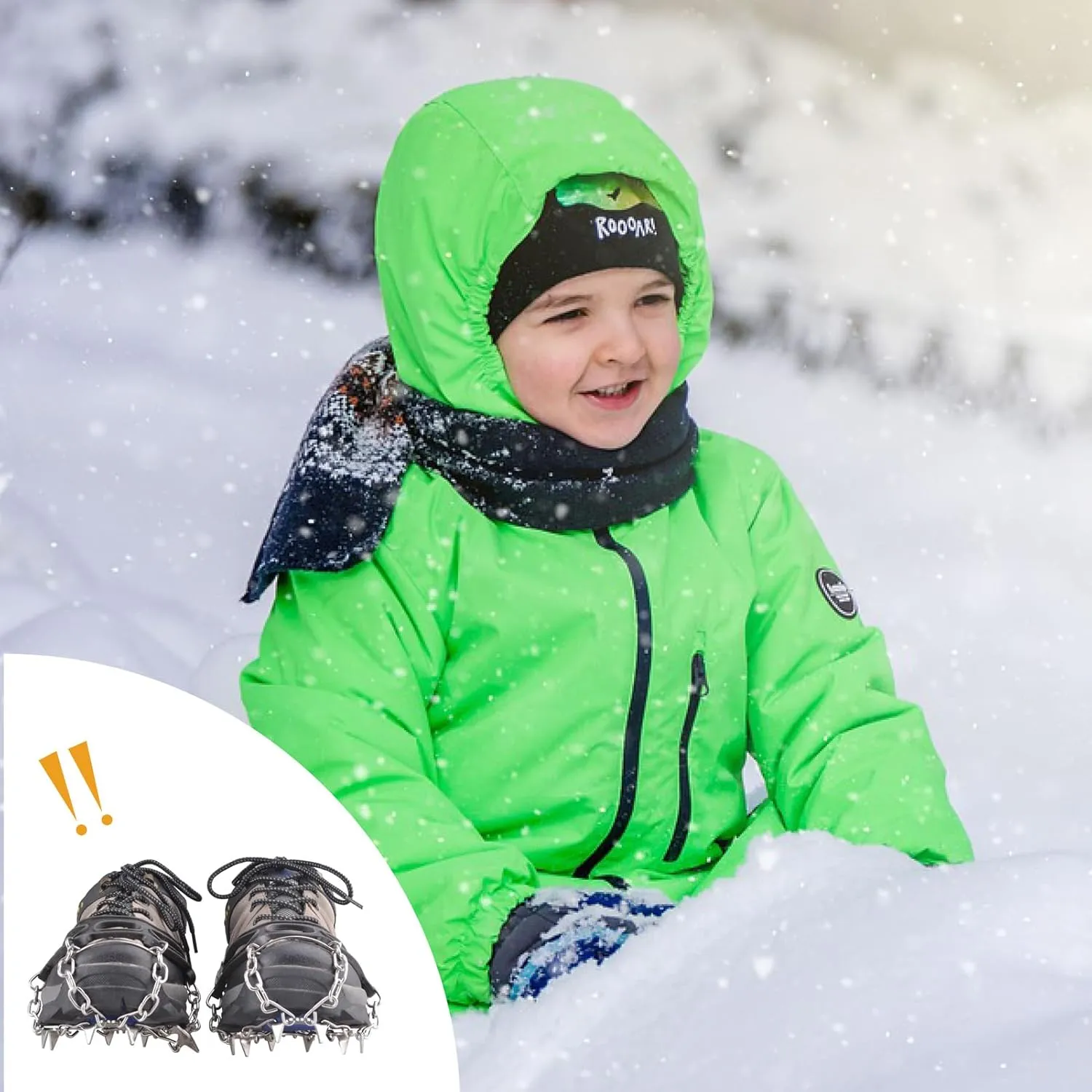 Azarxis Walk Traction Ice Snow Cleat Treads Grips Grippers Crampons Creepers with 19 Spikes for Shoes Boots Men Women Walking Climbing Hiking Fishing Heavy Duty Anti Slip Stainless Steel