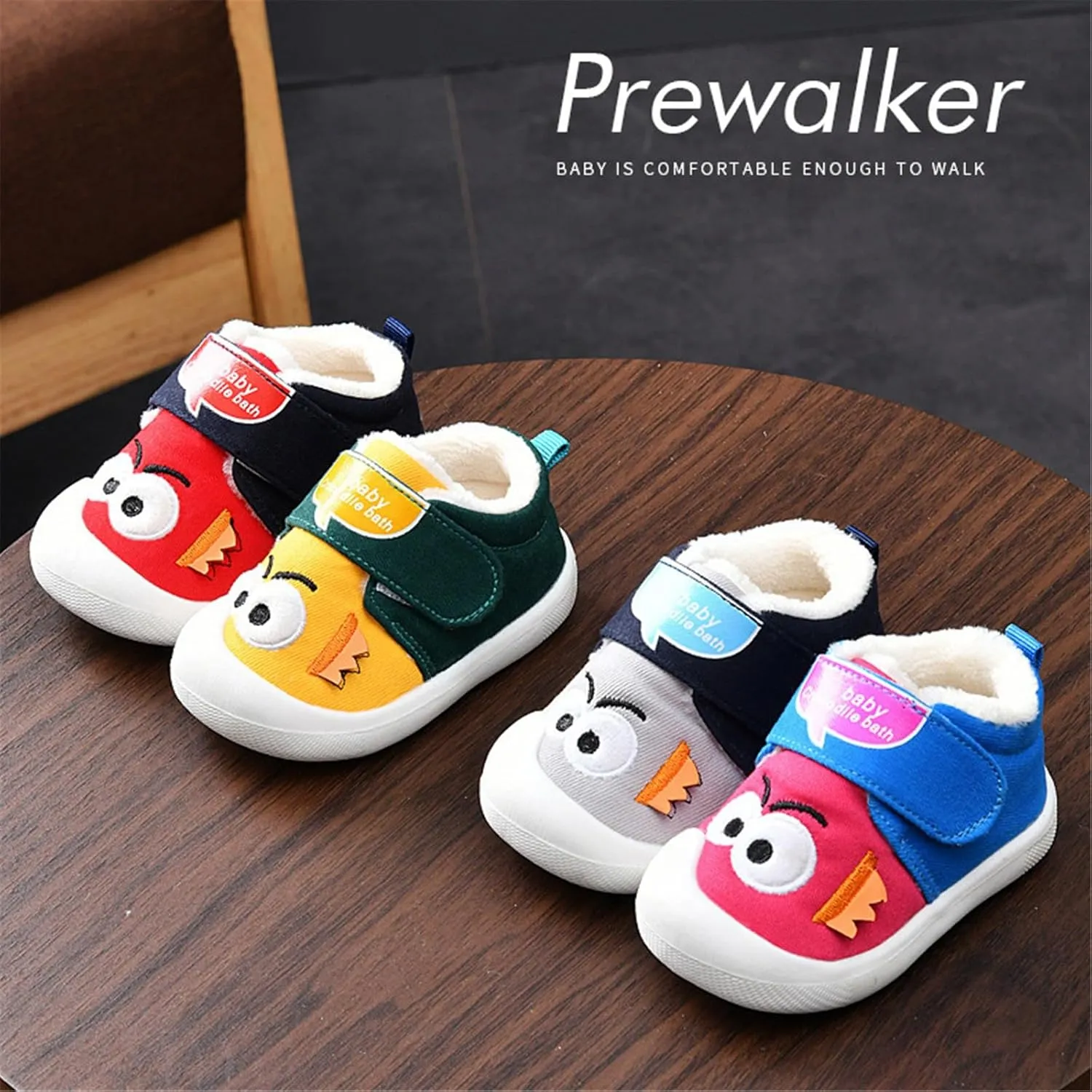 Baby Booties Girls Boys First 𝐖alkers Shoes Infant Non Slip Sneakers Cozy Fleece Ankle Booties Newborn Crib