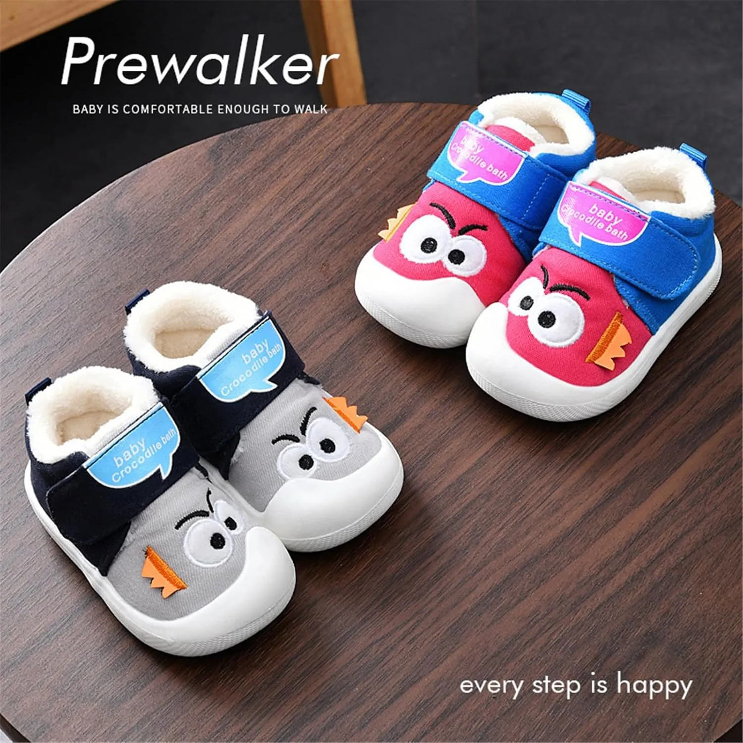 Baby Booties Girls Boys First 𝐖alkers Shoes Infant Non Slip Sneakers Cozy Fleece Ankle Booties Newborn Crib