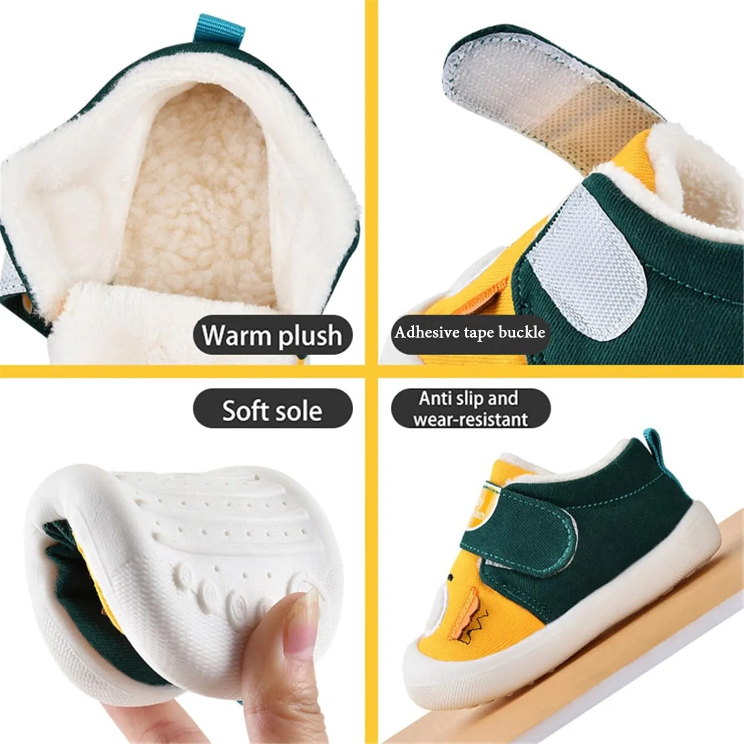 Baby Booties Girls Boys First 𝐖alkers Shoes Infant Non Slip Sneakers Cozy Fleece Ankle Booties Newborn Crib