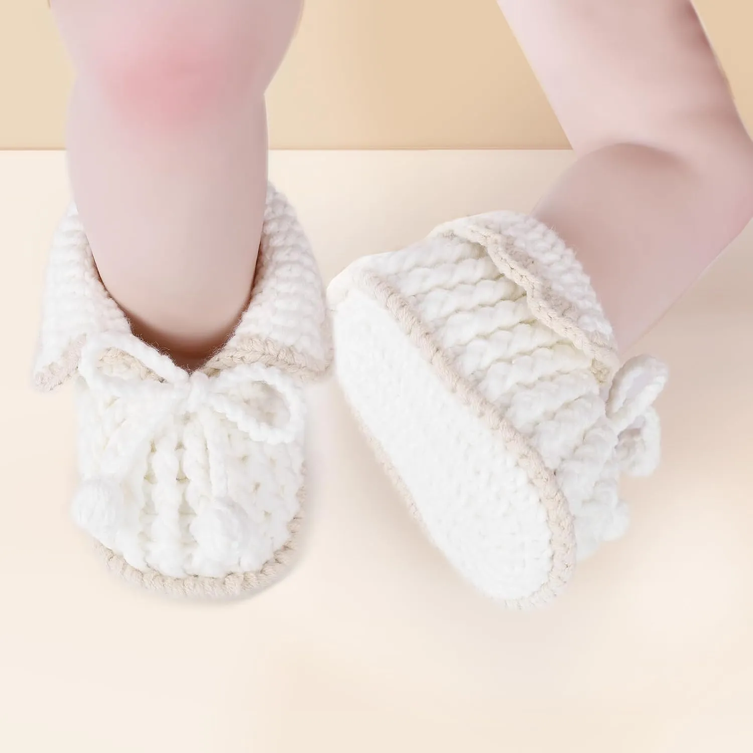 Baby Booties Newborn Infant Shoes Hand Crochet Knit Cotton Soft Cozy Boots for Boy Girl
