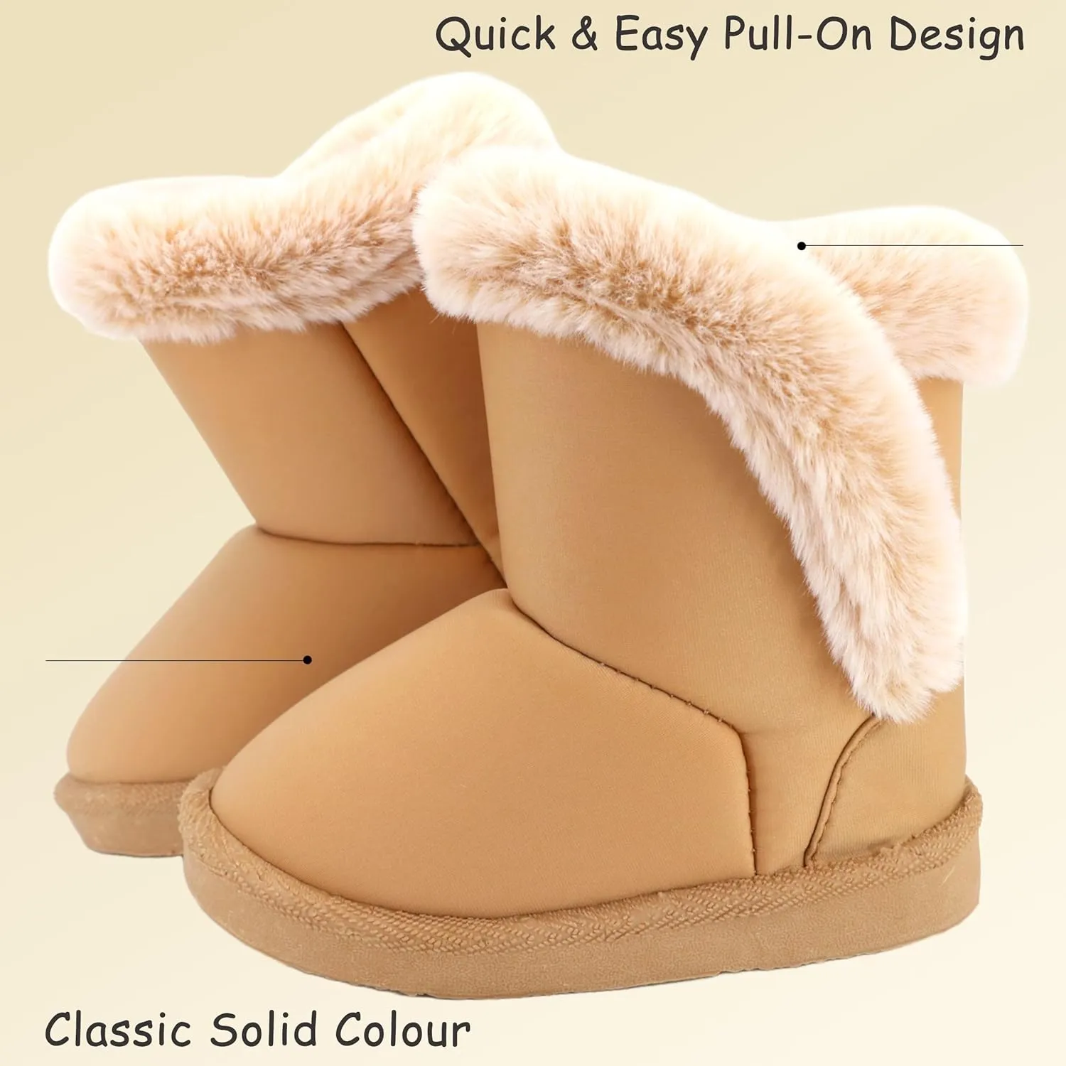 Baby Girls Winter Boots Toddler Kid Fashion Fur Lined Lightweight Warm Snow Boots for Everyday Wear