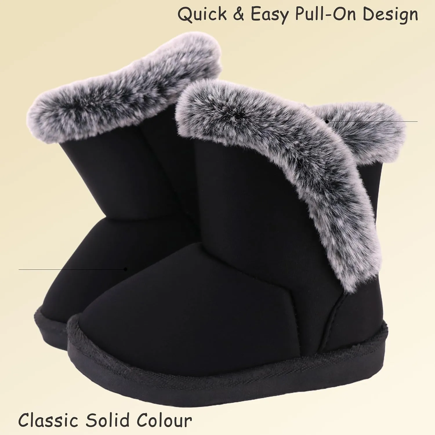 Baby Girls Winter Boots Toddler Kid Fashion Fur Lined Lightweight Warm Snow Boots for Everyday Wear