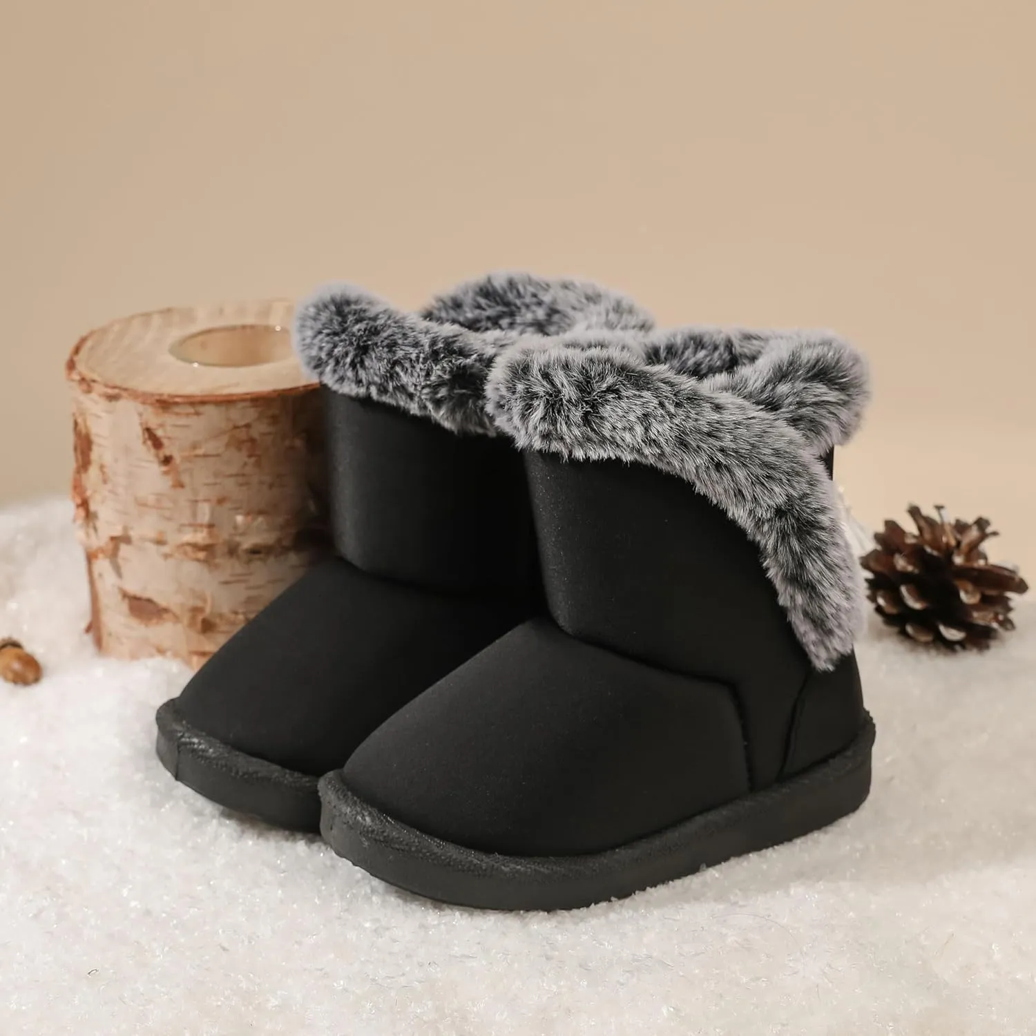 Baby Girls Winter Boots Toddler Kid Fashion Fur Lined Lightweight Warm Snow Boots for Everyday Wear