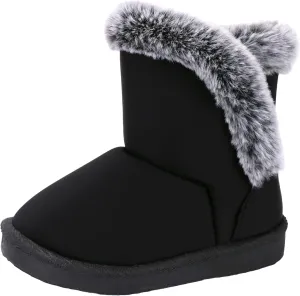 Baby Girls Winter Boots Toddler Kid Fashion Fur Lined Lightweight Warm Snow Boots for Everyday Wear
