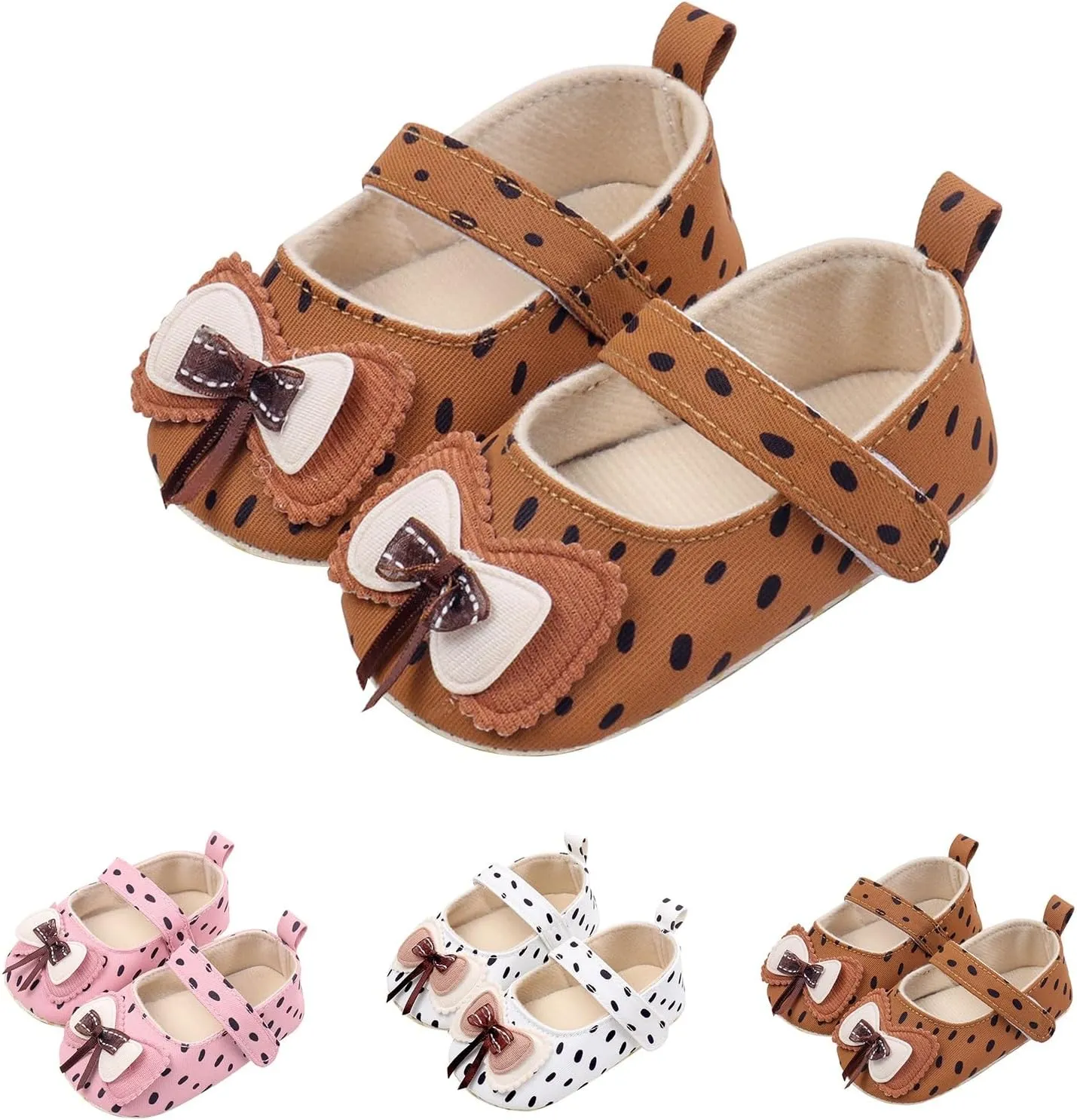 Baby Infant Girls Canvas Sandals Bow Closed Toe Ankle Strap Shoes Newborn Indoor First Walking Cute Non Slip Sandals