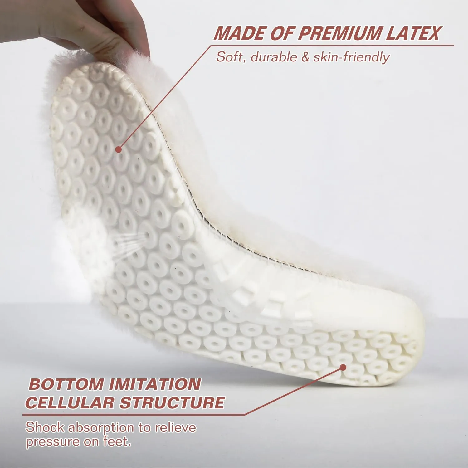 Bacophy Sheepskin Sport Insoles for Men & Women 1 Pair, Premium Warm Fluffy Wool Replacement Cozy Breathable Inner Soles for Boots Casual Shoes Sneakers