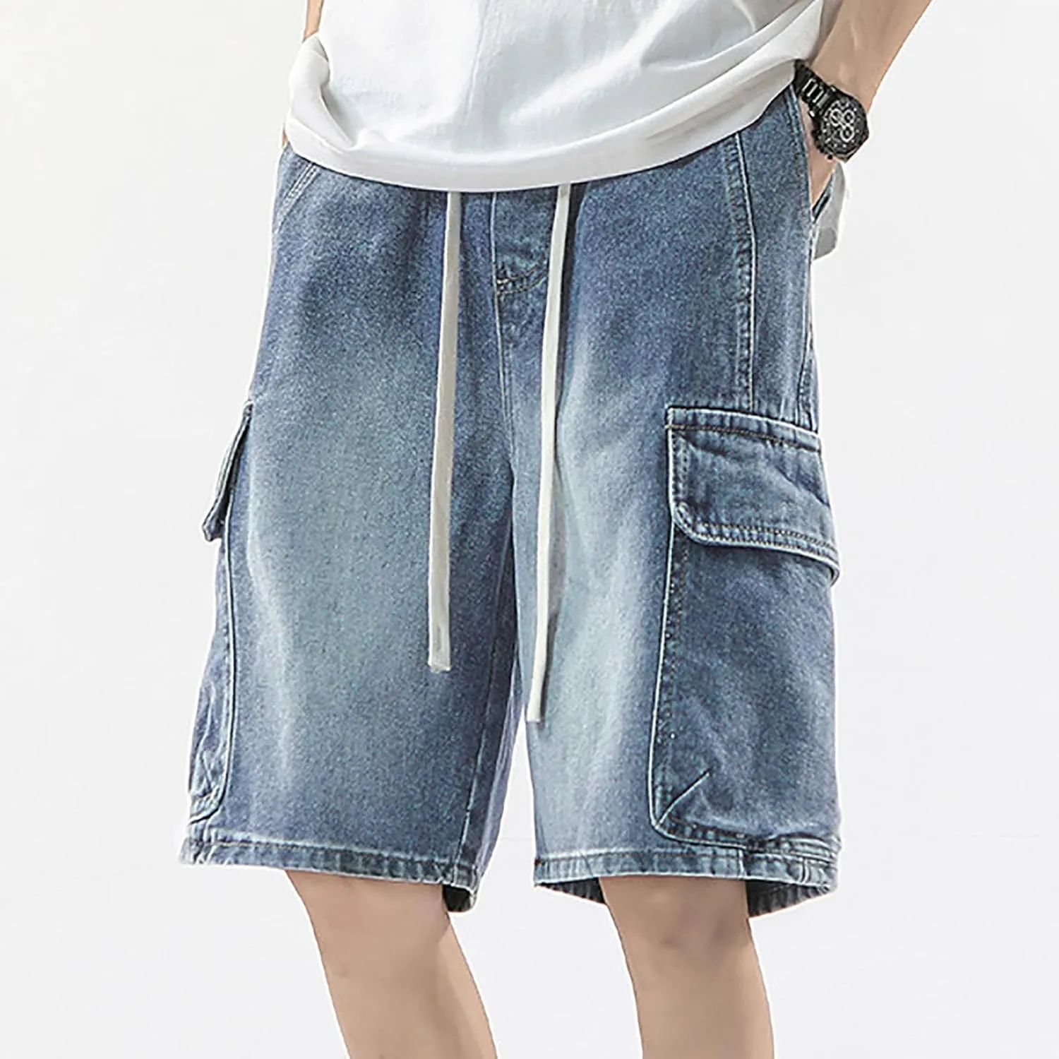Baggy Jean Shorts for Men Casual Summer Loose Fit Hip Hop Skateboard Denim Shorts 2025 Trendy Streetwear