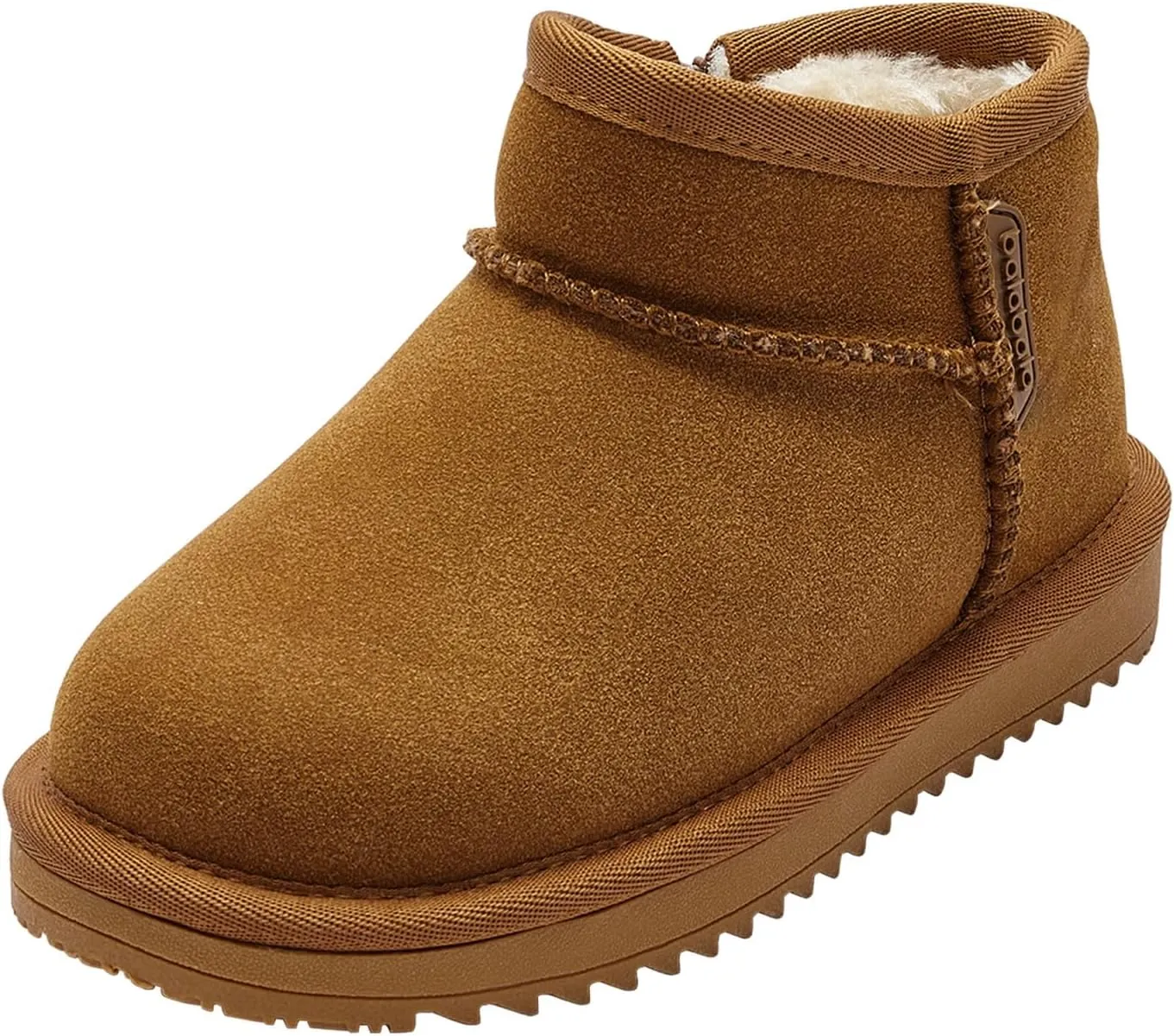 Balabala Kids Suede Winter Snow Boots, Classic Zip Up Warm Fur Mini Snow Boots for Toddler Boys Girls