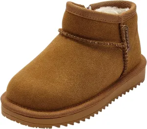Balabala Kids Suede Winter Snow Boots, Classic Zip Up Warm Fur Mini Snow Boots for Toddler Boys Girls